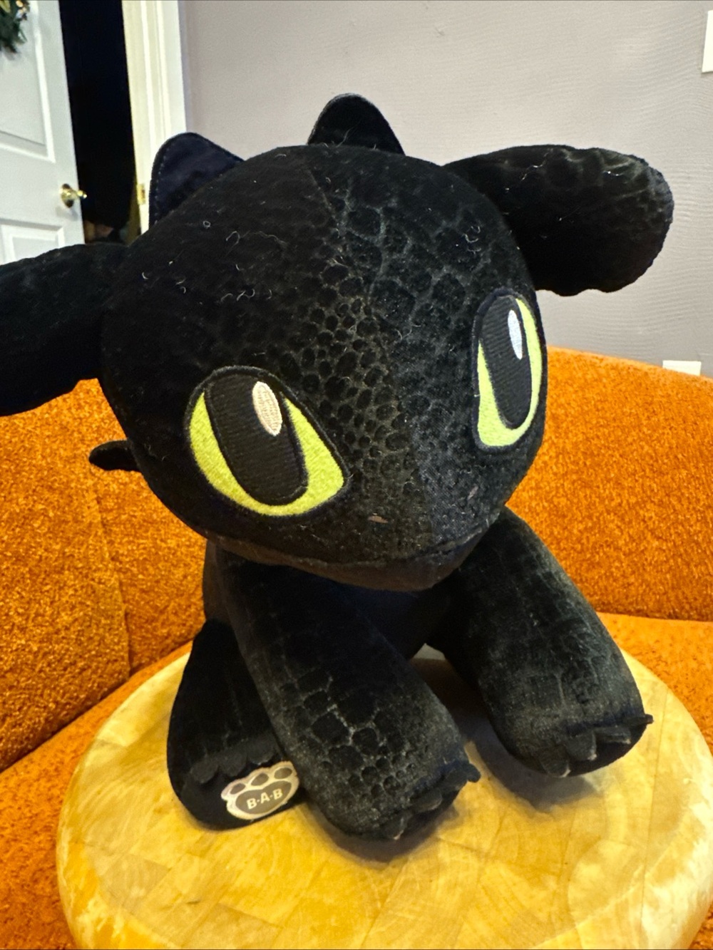 Build-A-Bear Black Toothless Dragon Plush with Green Eyes
